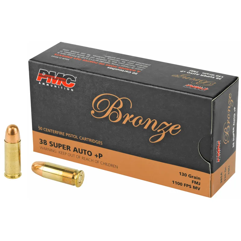 PMC Bronze 38 Super +P 130 Grain FMJ Ammunition - 50 Rounds/1000 Rounds