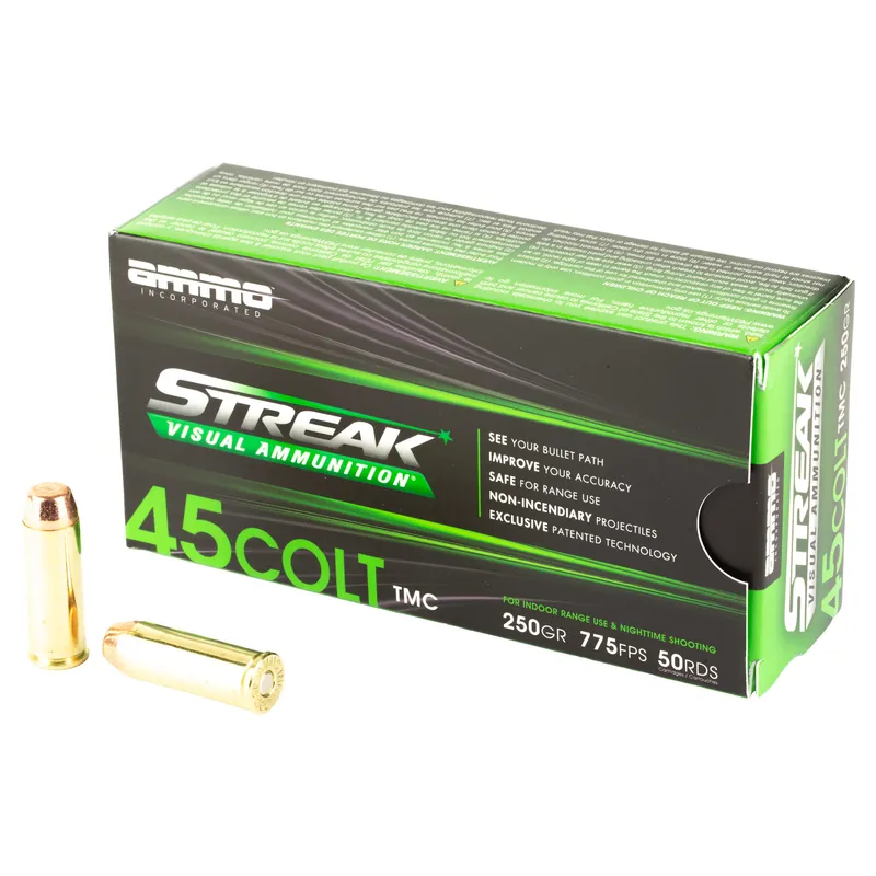 STREAK Green 45 Colt 250GR TMC Ammunition - 50 Rounds/1000 Rounds