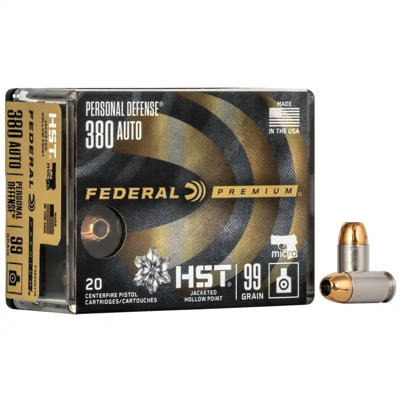 Federal Premium HST 380 ACP 99 Grain JHP Ammunition - 20 Rounds per Box, 200 Rounds per Case