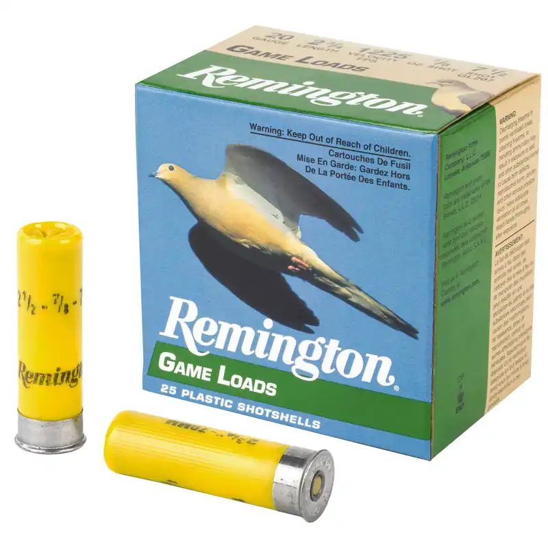 Remington Game Load 20 Gauge 2 3/4" #7.5 Shot, 25 Rounds per Box, 250 Rounds per Case