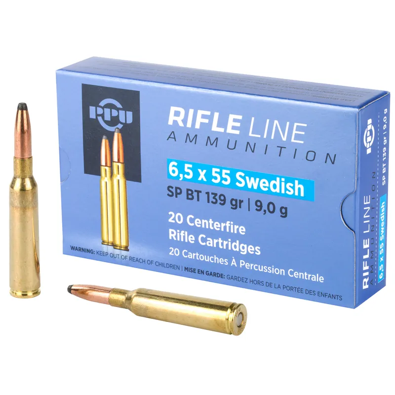 PPU 6.5x55 Swedish 139gr SP Ammunition - 20 Rounds