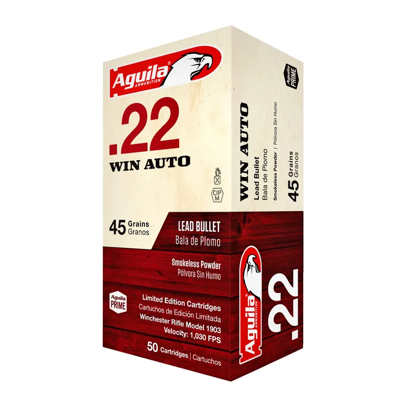AGUILA 22 WIN AUTO 45GR Ammunition - 50 Rounds per Box, 1000 Rounds per Case