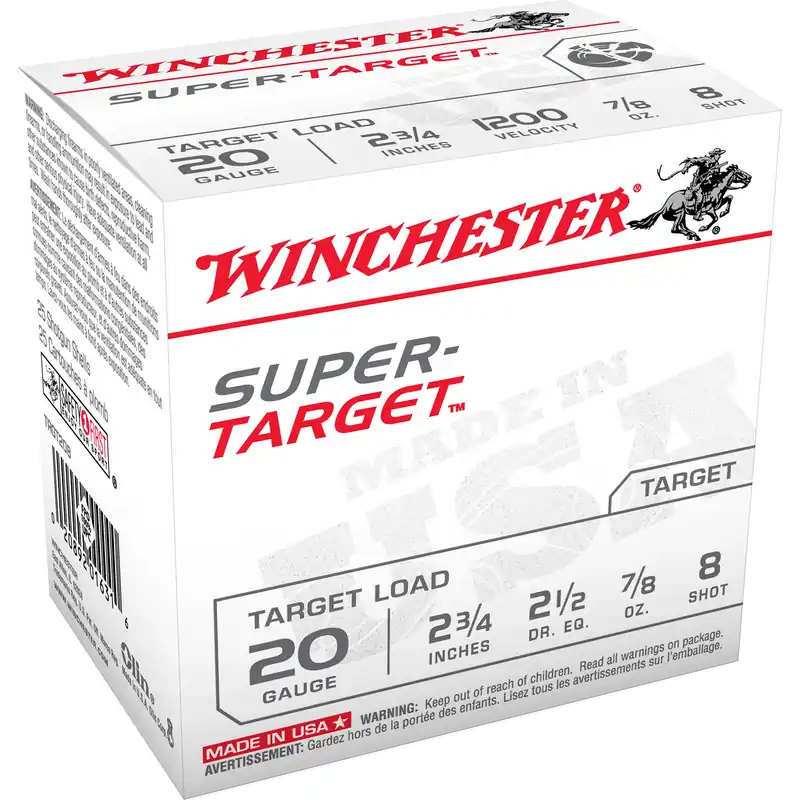 Winchester Super Target 20 Gauge 2.75" #8 Shot 25 Rounds/250 Rounds