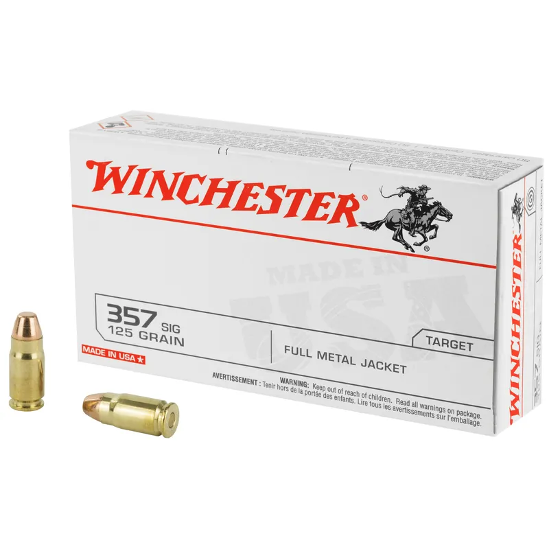 Winchester USA 357 SIG 125 Grain FMJ Ammunition - 50 Rounds/500 Rounds