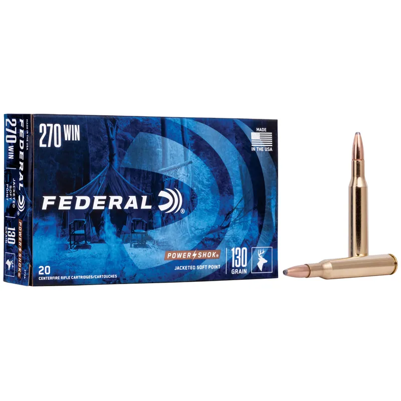 Federal Power-Shok .270 Win 130 Grain Soft Point Ammunition - 20 Rounds/200 Rounds