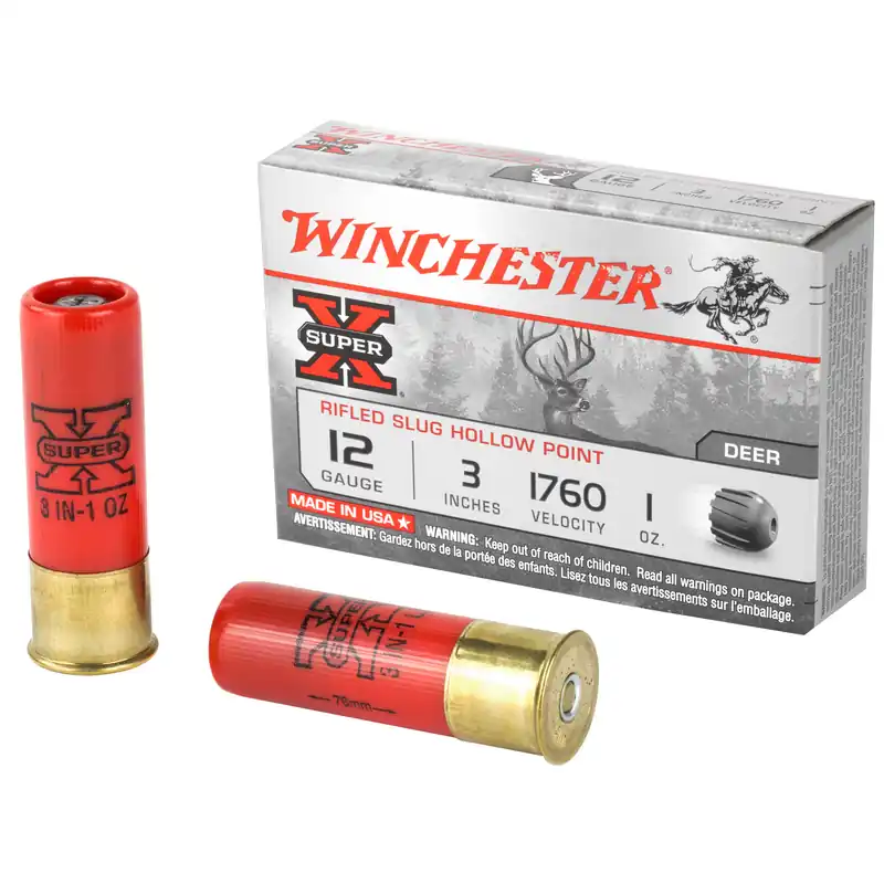 Winchester Super-X 12 Gauge 3" 1oz Rifled Slug 5 Rounds/Box, 250 Rounds/Case