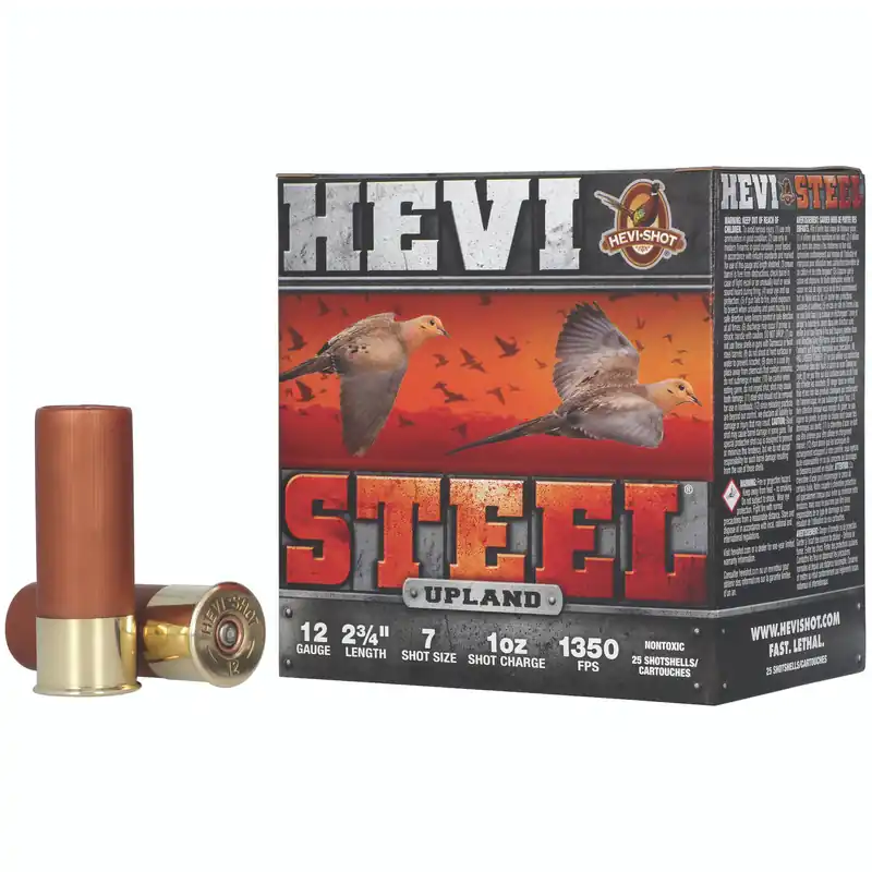 HEVI STL UPLND 12GA 2.75" #7 Shotgun Shells - 25 Rounds per Box, 250 Rounds per Case