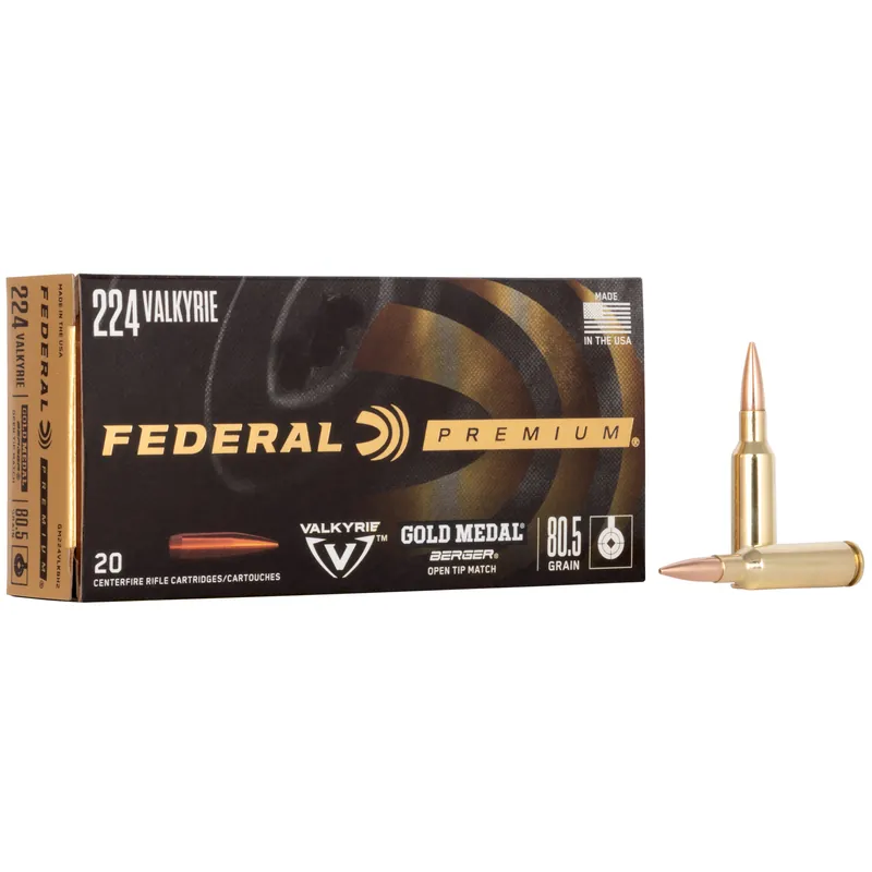 Federal Gold Medal 224 Valkyrie 80.5 Grain Berger 20/200