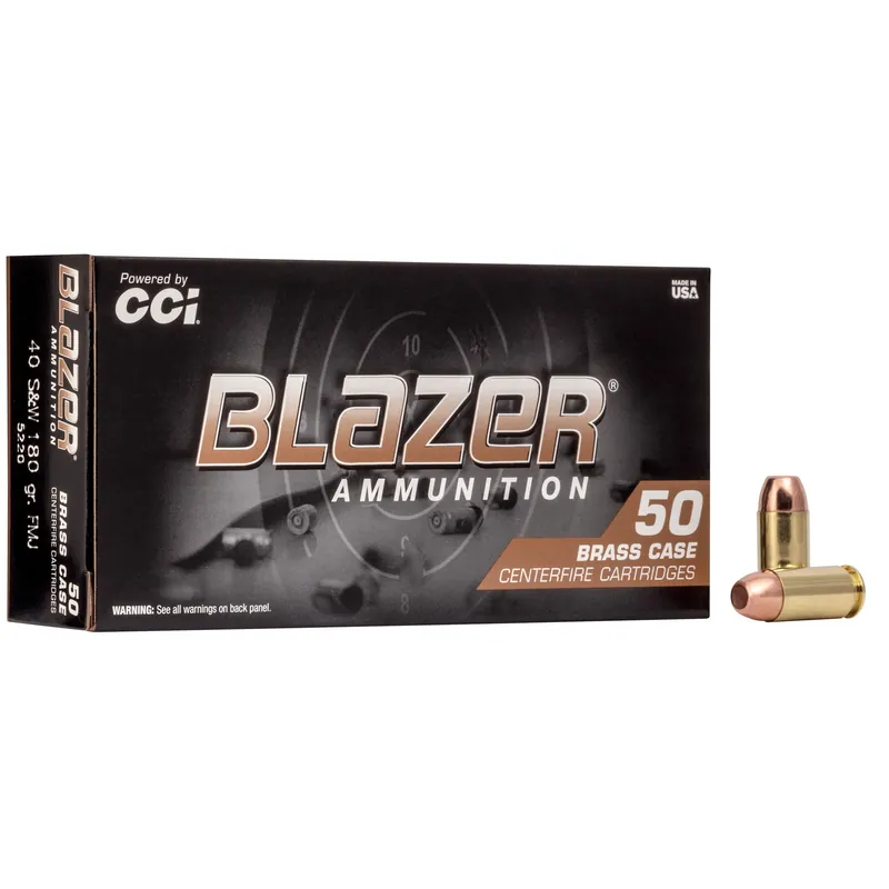 Blazer Brass .40 S&W 180 Grain FMJ Ammunition - 50 Rounds/1000 Rounds