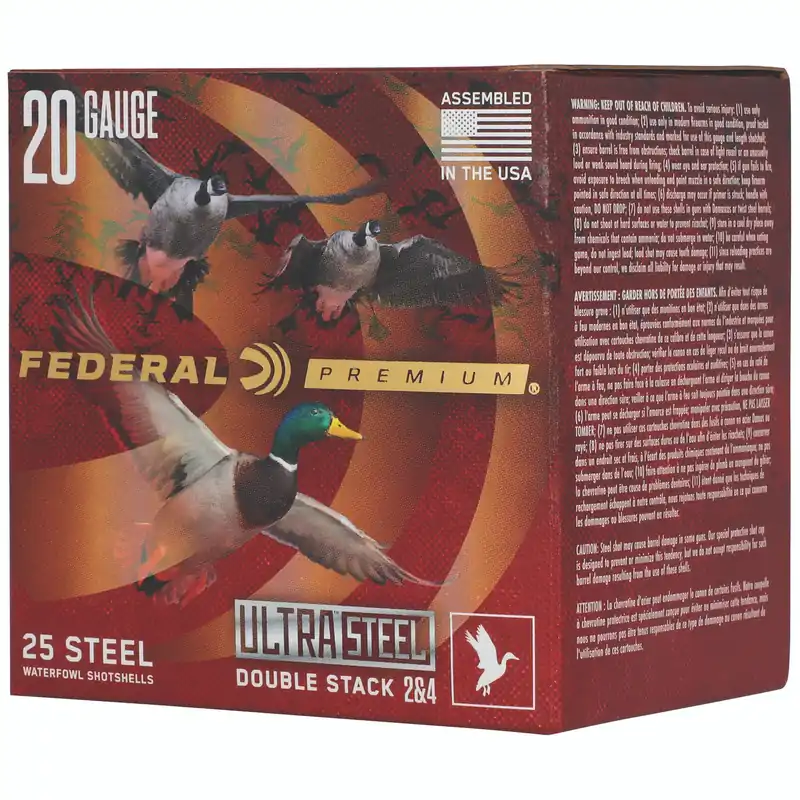 Federal Ultra Steel 20 Gauge 3" 1oz #2 Shot 25 Rounds/250 Rounds Case