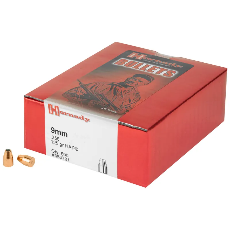 Hornady HAP 9mm .356 125gr Bullets - 500 Count