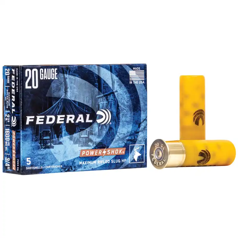 Federal Power-Shok 20 Gauge 2.75" Maximum Rifled Slug 5/250