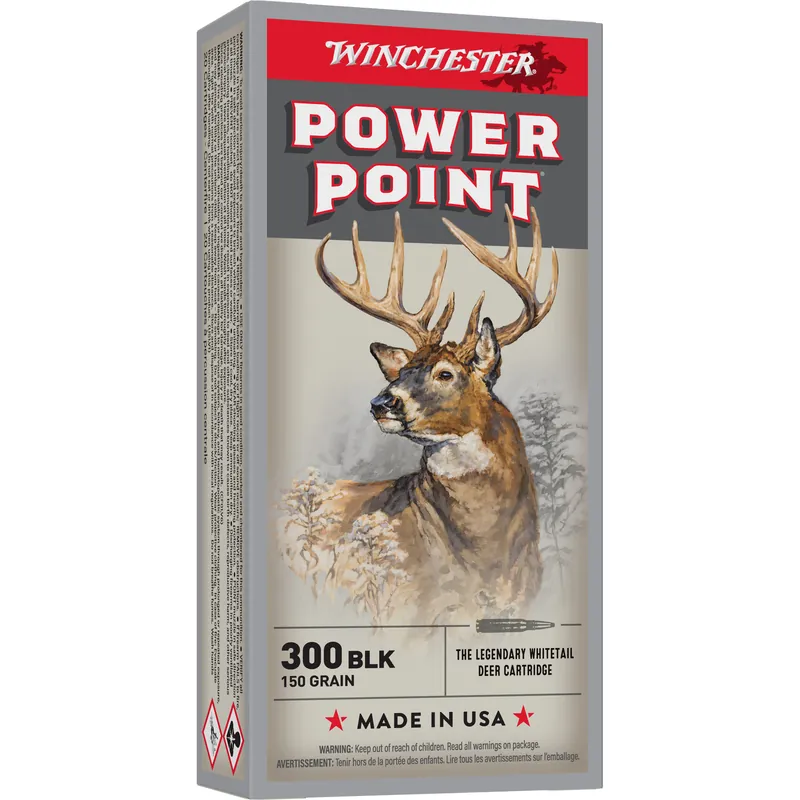 Winchester Power Point 300 Blackout 150 Grain Ammunition - 20 Rounds/200 Rounds