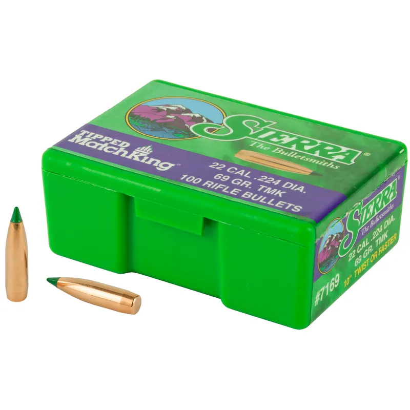 Sierra Tipped MatchKing .224 69 Grain Bullets - 100 Count