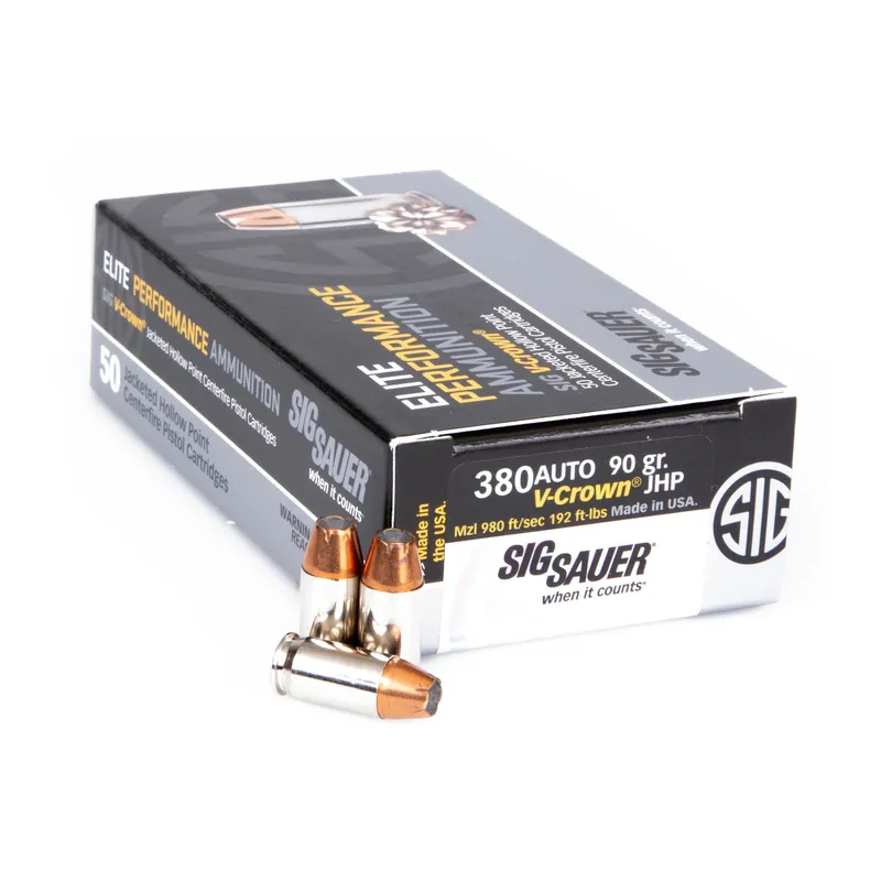 SIG AMMO 380ACP 90GR JHP - 50 Rounds/500 Rounds
