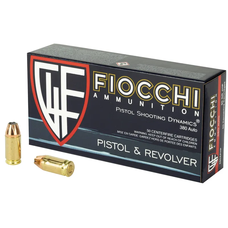 FIOCCHI 380 ACP 90 Grain JHP Ammunition - 50 Rounds/1000 Rounds