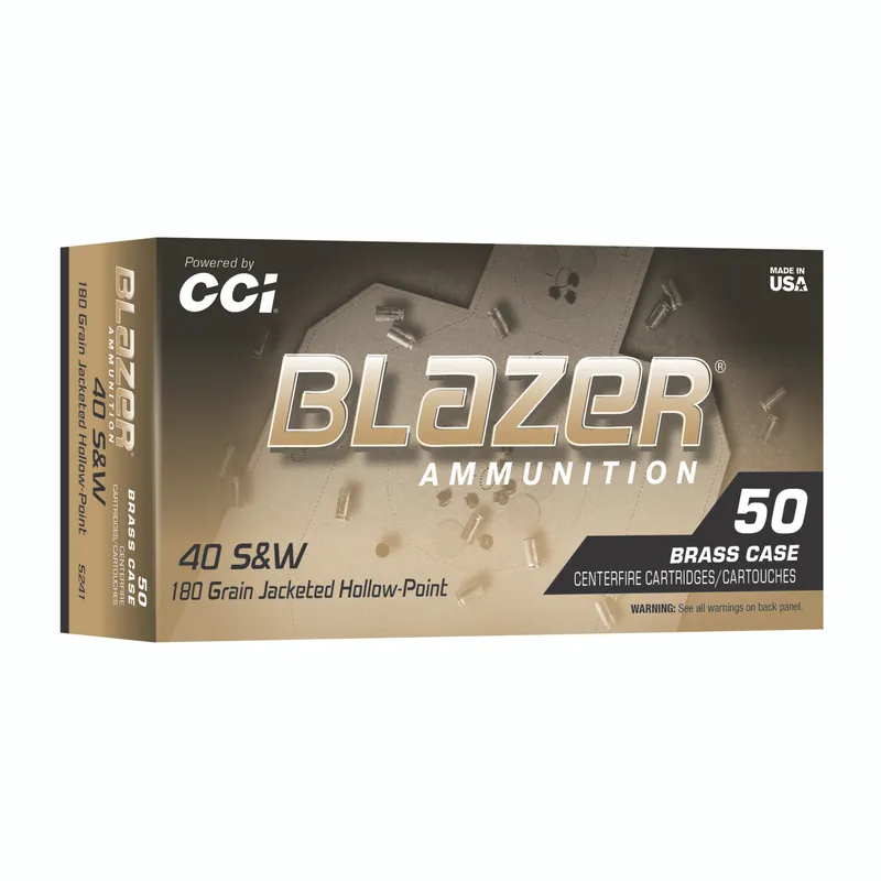 Blazer Brass .40 S&W 180 Grain JHP Ammunition - 50 Rounds/500 Rounds