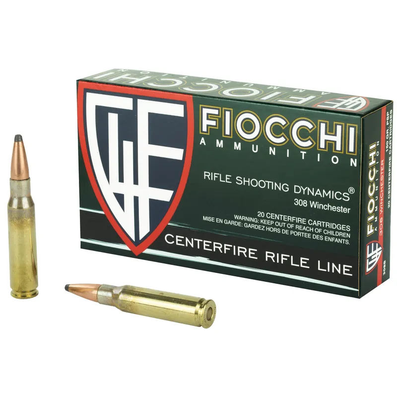 FIOCCHI .308 Winchester 150 Grain PSP Ammunition - 20 Rounds