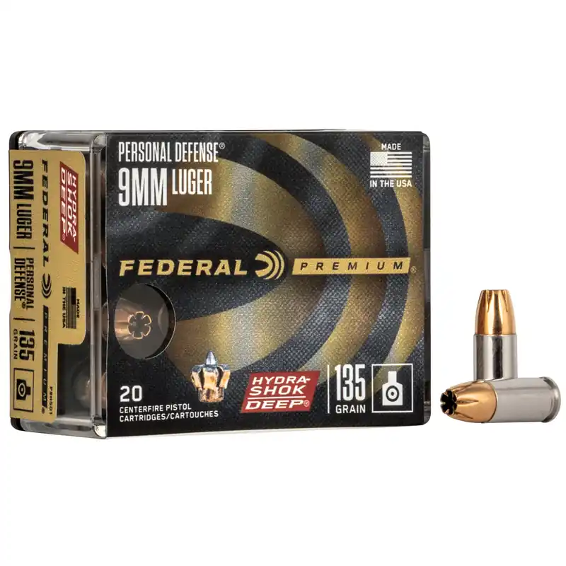 Federal Hydra-Shok Deep 9mm 135gr Hollow Point Ammunition - 20 Rounds