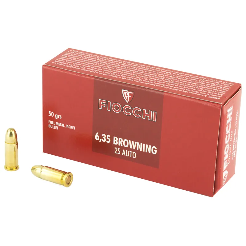 FIOCCHI 25ACP 50GR FMJ Ammunition - 50 Rounds/1000 Rounds