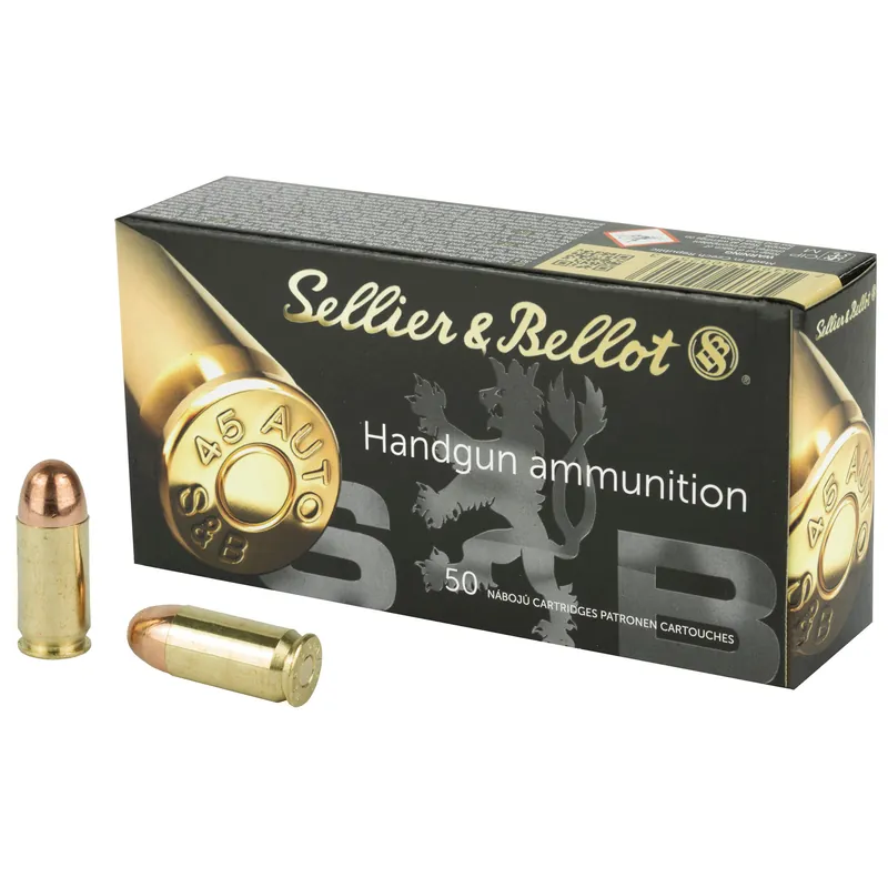 S&B 45ACP 230GR FMJ Ammunition - 50 Rounds/1000 Rounds Box