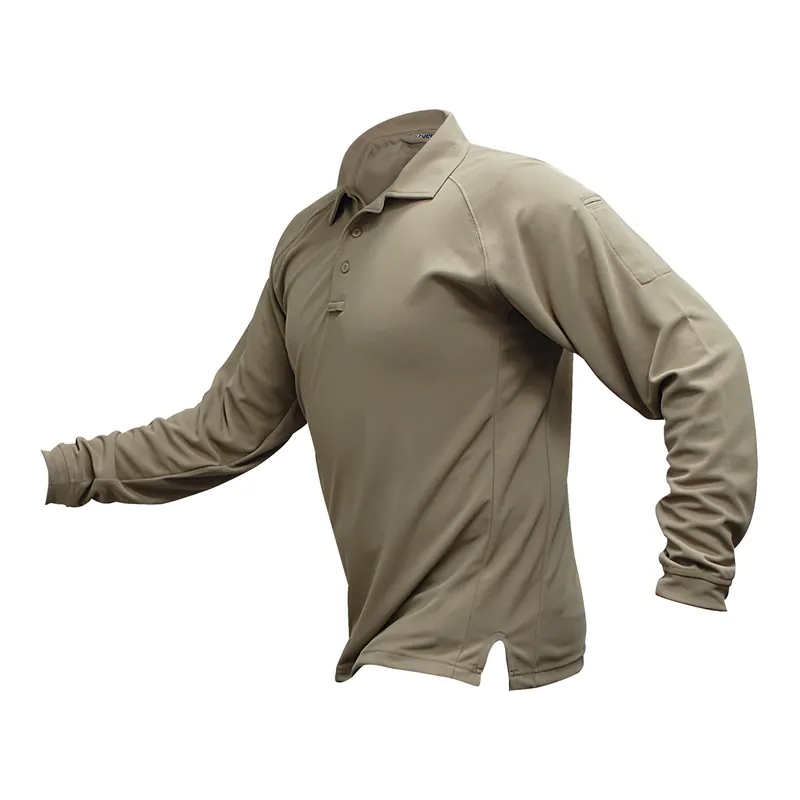 Tan Long Sleeve Polo - Large (VERTX COLDBLACK)