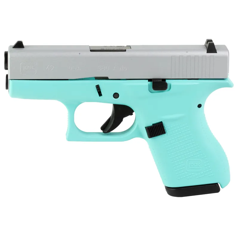 GLOCK 42 .380 ACP 6-Round Pistol in Robin's Egg Blue/Silver Finish
