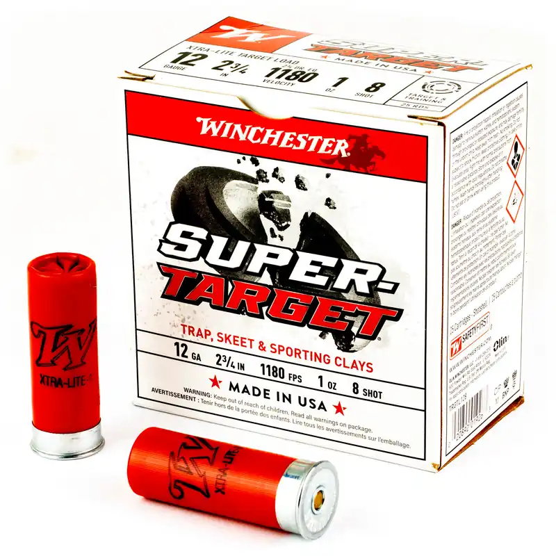 Winchester Super-Target 12 Gauge 2.75" #8 Shot 25 Rounds/Box, 250 Rounds/Case