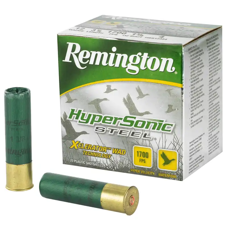 Remington Hypersonic Steel 12 Gauge 3.5" #4 Shot 25 Rounds/250 Rounds Case