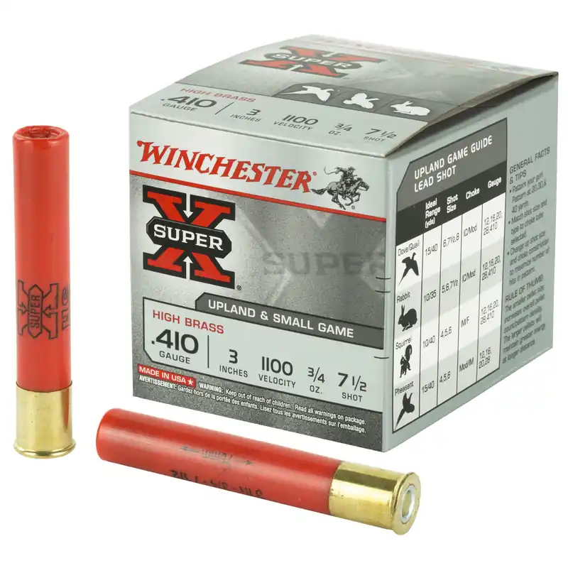 Winchester Super-X 410 Gauge 3" #7.5 Shotgun Shells - 25 Rounds per Box, 250 Rounds per Case