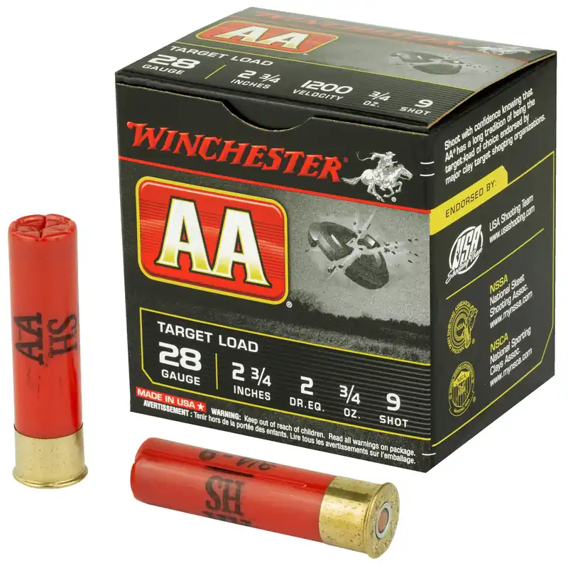 Winchester AA 28 Gauge 2.75" #9 Shotgun Shells - 25 Rounds per Box, 250 Rounds per Case