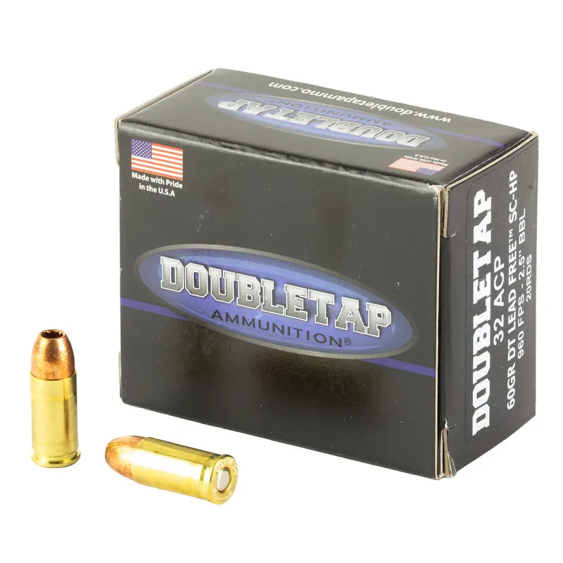 DBLTAP 32ACP 60GR Lead-Free Hollow Point Ammunition - 20 Rounds/1000 Rounds