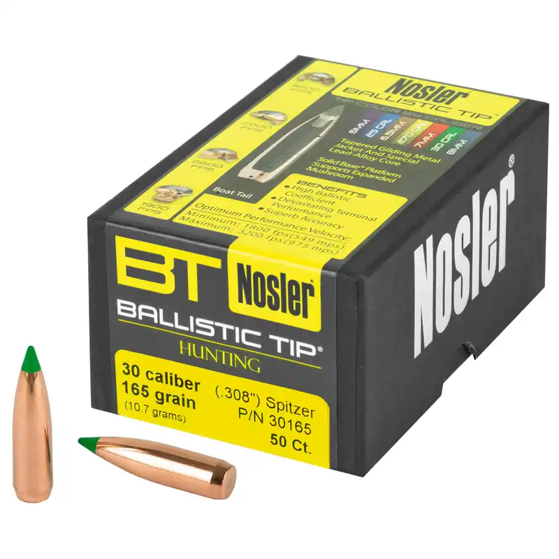 Nosler .30 Caliber 165 Grain Bullets - 50 Count