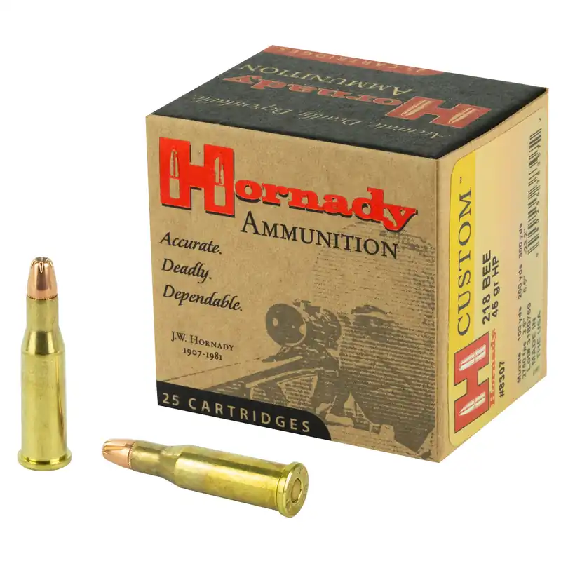 Hornady .218 Bee 45 Grain Hollow Point Ammunition - 25 Rounds/250 Rounds