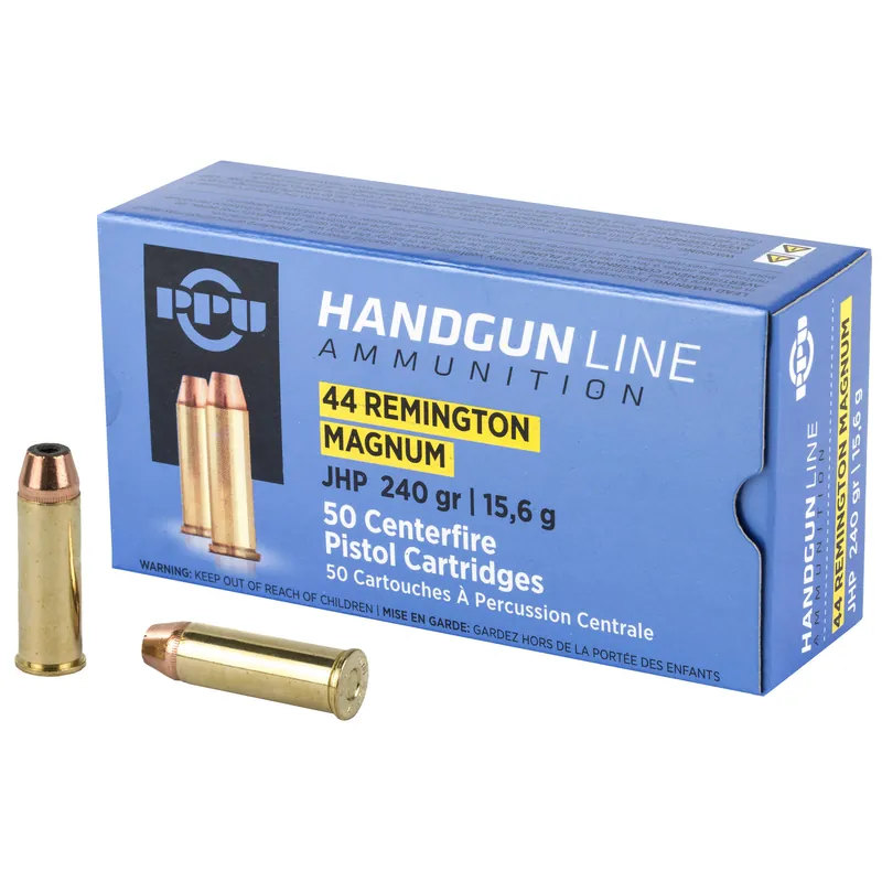 PPU 44 Magnum 240 Grain JHP Ammunition - 50 Rounds/500 Rounds