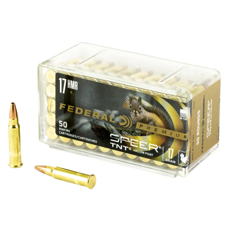 Federal Premium 17 HMR 17 Grain Speer TNT Ammunition - 50 Rounds per Box, 3000 Rounds per Case