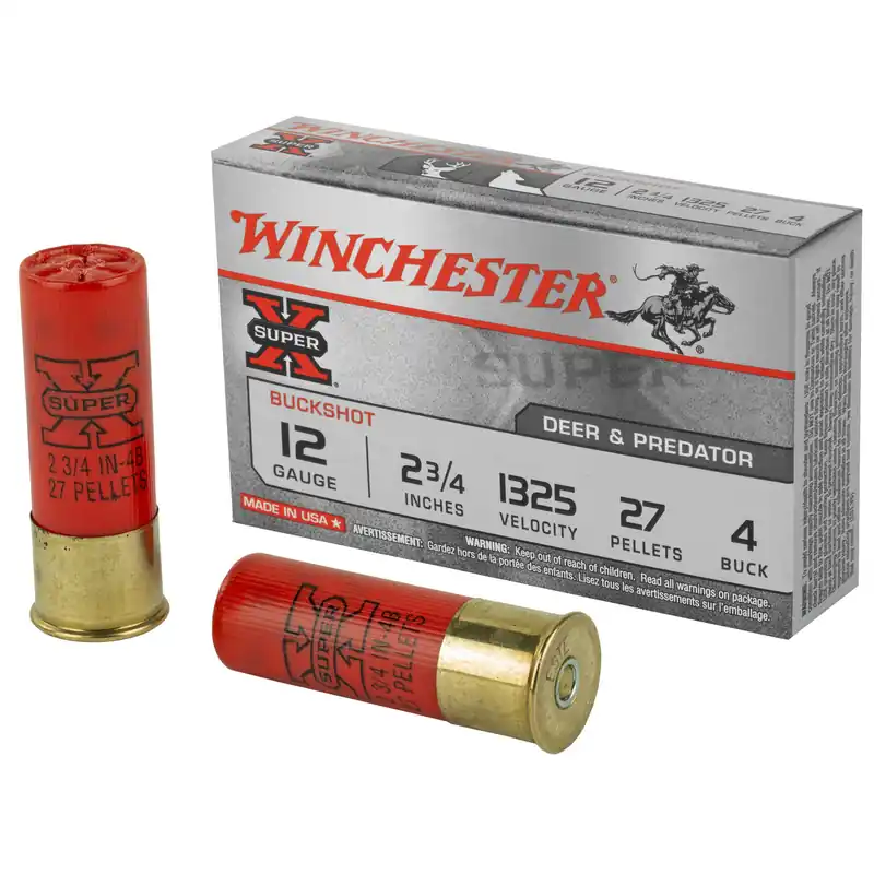Winchester Super-X 12 Gauge 2.75" #4 Buckshot 27 Pellets 5/250 Box