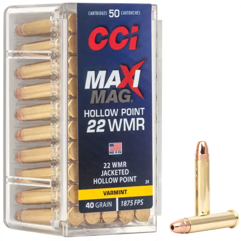 CCI MAXI-MAG 22WMR HP Ammunition - 50 Rounds/2000 Rounds Available