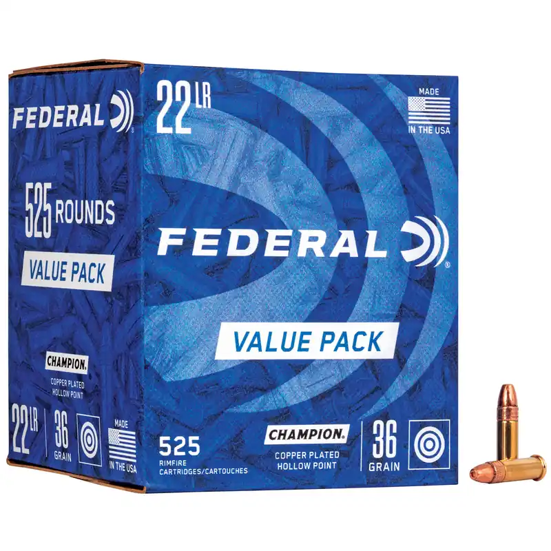 Federal Champion .22LR 36 Grain Copper-Plated Hollow Point 525 Rounds