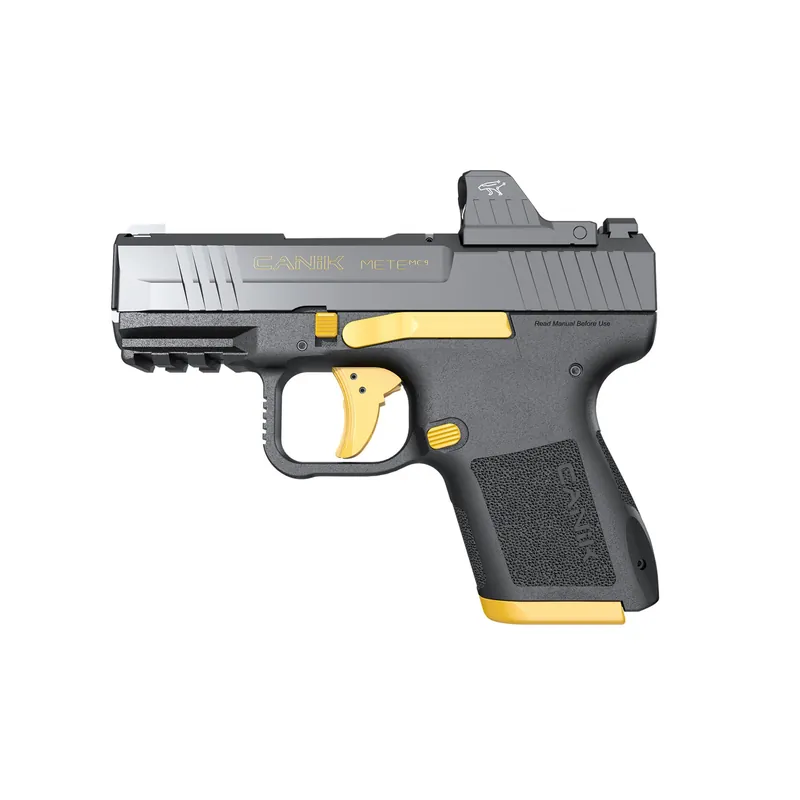 CANIK METE MC9 9MM Pistol - Black/Gold Finish, 3.18" Barrel, MO1 Model
