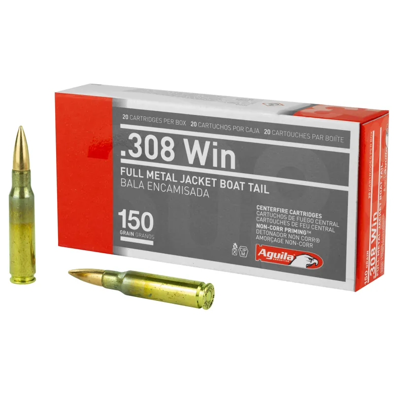 AGUILA .308 Winchester 150 Grain FMJBT Ammunition - 20 Rounds/500 Rounds
