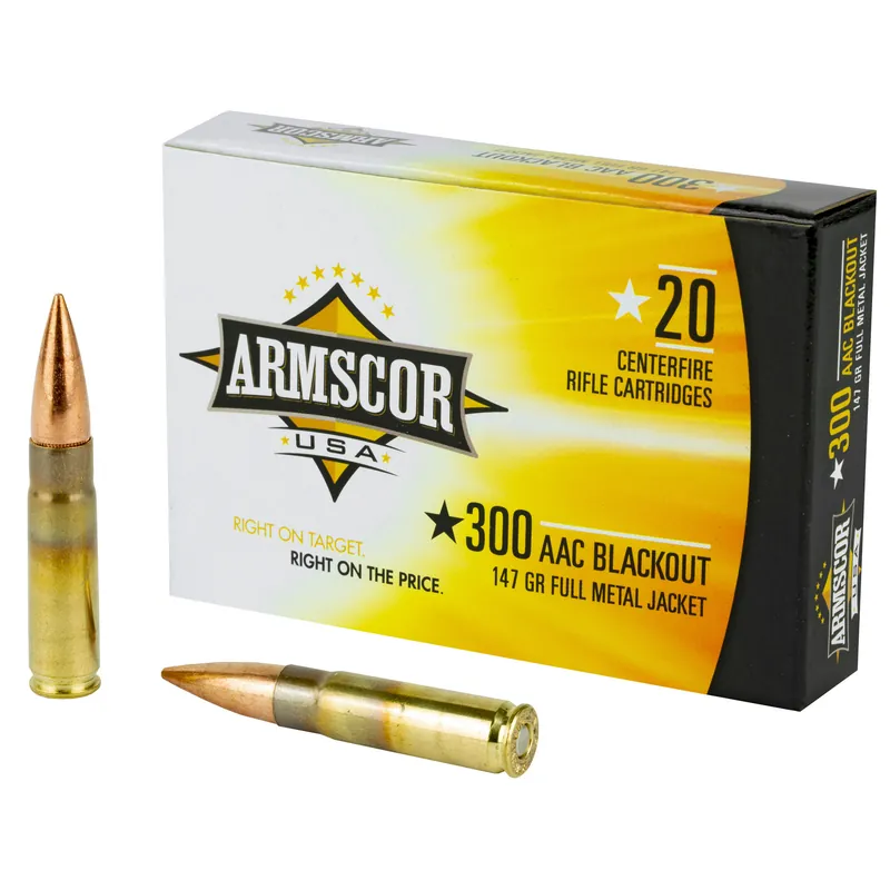 ARMSCOR 300 Blackout 147 Grain Full Metal Jacket Ammunition - 20RD 10BX/CS