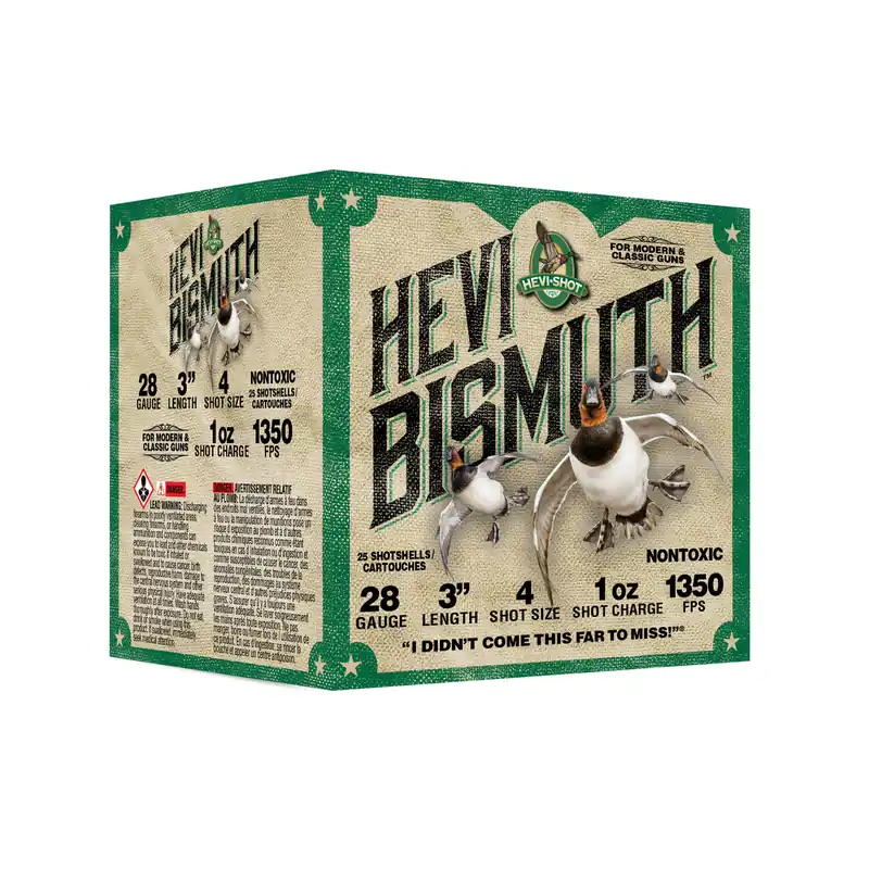 HEVI Bismuth 28 Gauge 3" 1oz #4 Shot - 25 Rounds per Box, 250 Rounds per Case