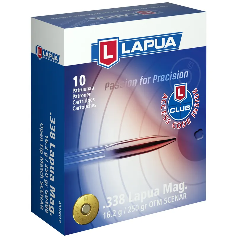 LAPUA .338 Lapua Magnum 250gr OTM Ammunition - Box of 10 Rounds