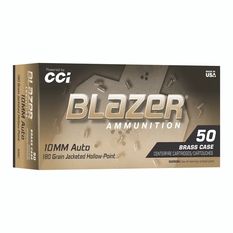 Blazer Brass 10mm 180gr JHP Ammunition - 50 Rounds/500 Rounds