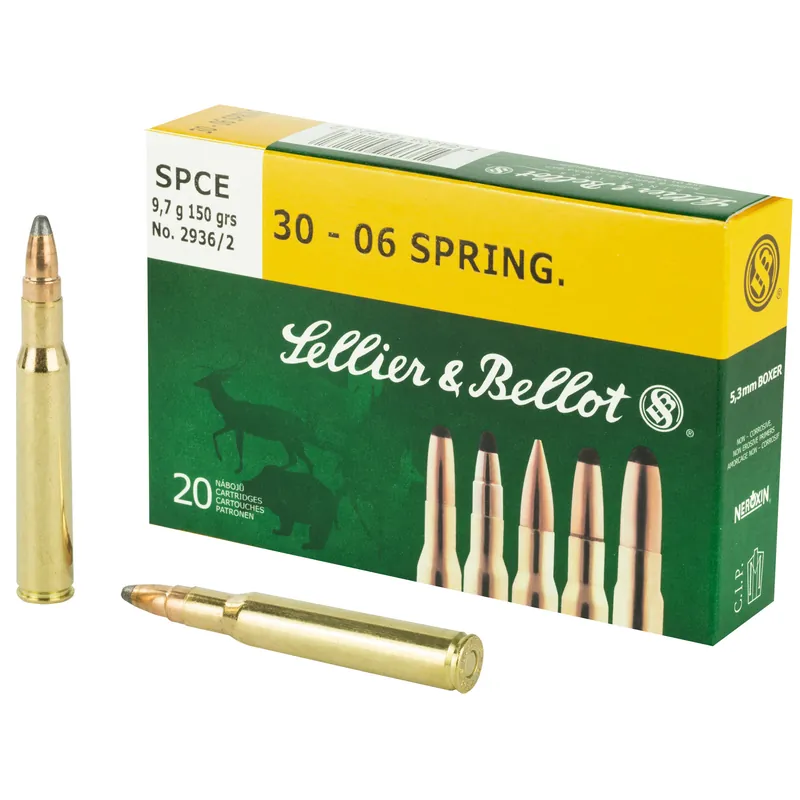 S&B 30-06 Springfield 150 Grain SPCE Ammunition - 20 Rounds/Box, 400 Rounds/Case