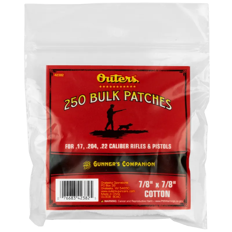OUTERS 17-22 CALIBER CLEANING PATCHES, 250 COUNT