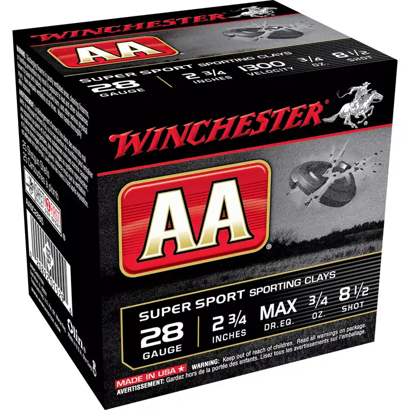 Winchester AA Sporting 28 Gauge 2.75" #8.5 Shot, 25 Rounds per Box, 250 Rounds per Case