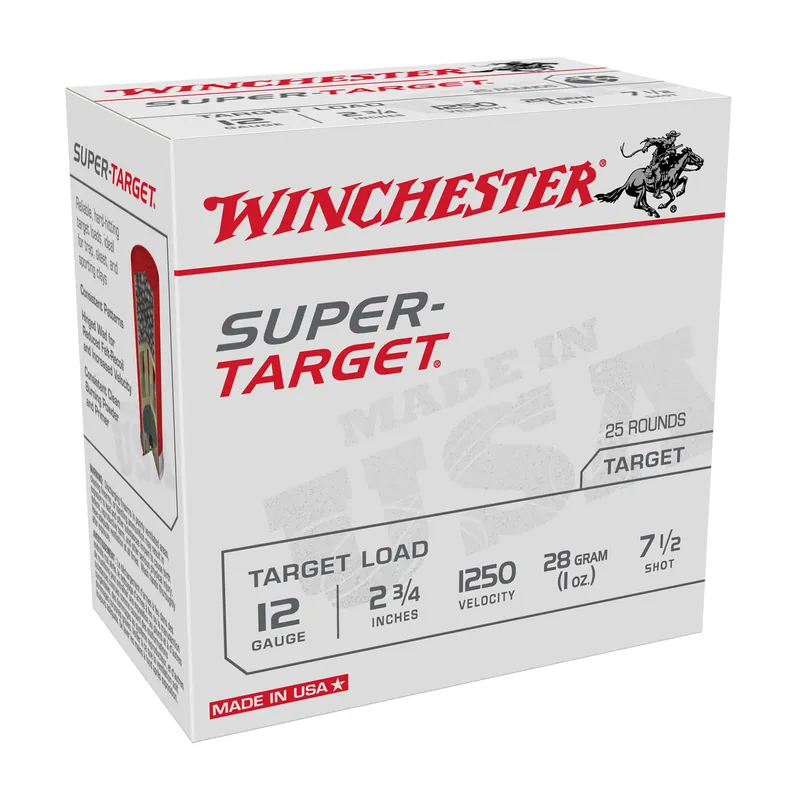 Winchester Super-Target 12 Gauge 2-3/4" #7.5 Shot, 25 Rounds per Box, 250 Rounds per Case
