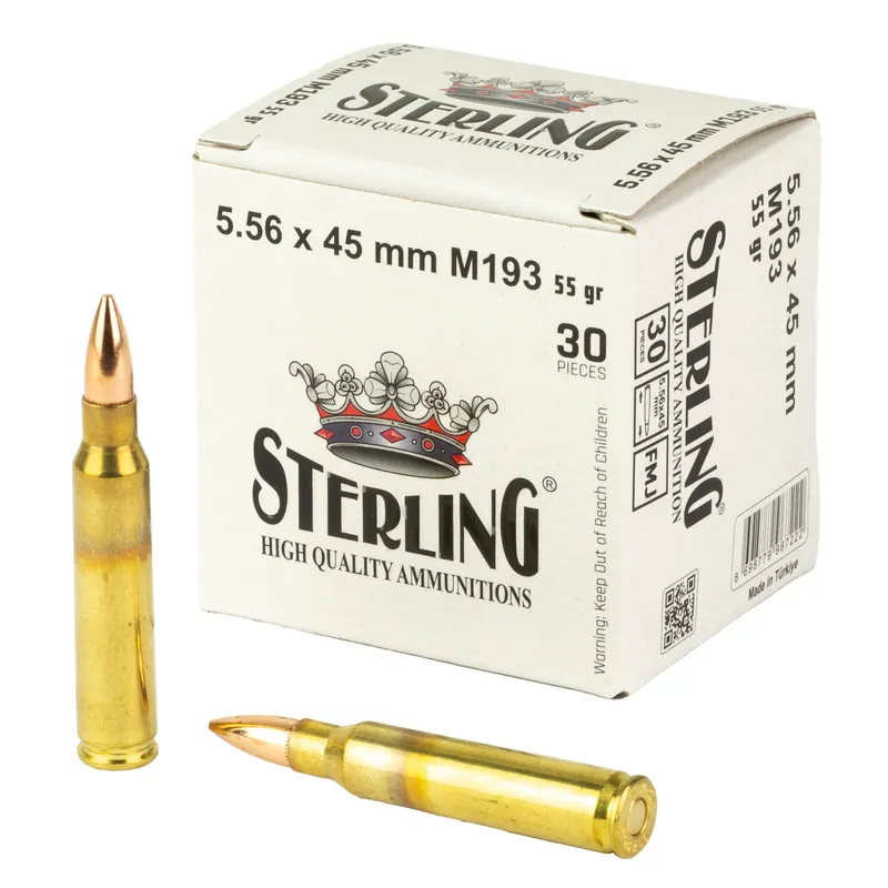STERLING 5.56 M193 55GR FMJ Ammunition - 30 Rounds per Box, 1500 Rounds per Case
